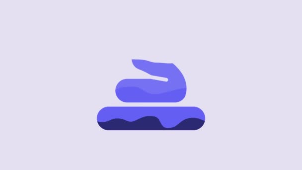 Ікона Блакитної Змії Ізольована Фіолетовому Фоні Відеографічна Анімація — стокове відео