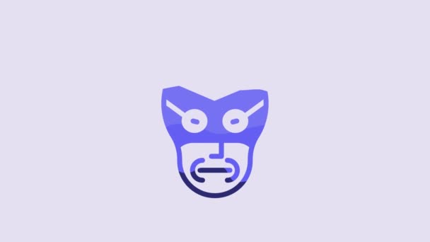 Blue Mexican Wrestler Icon Isolated Purple Background Video Motion Graphic — Vídeo de stock