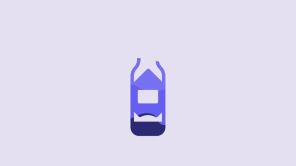蓝色塔巴斯科酱油图标孤立在紫色背景 辣椒辣椒辣椒酱 4K视频运动图形动画 — 图库视频影像
