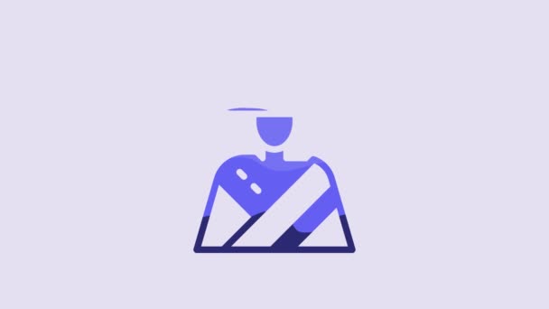 Blue Mexican Man Wearing Sombrero Icon Isolated Purple Background Hispanic — Stock Video