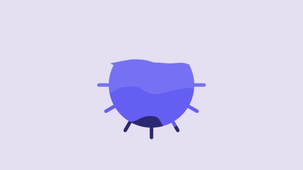 Ікона Блакитного Сонця Ізольована Фіолетовому Фоні Літній Символ Добрий Сонячний — стокове відео