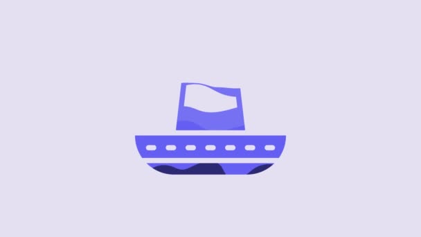 青紫の背景に隔離された伝統的なメキシコのソムブレロ帽子のアイコン 4Kビデオモーショングラフィックアニメーション — ストック動画