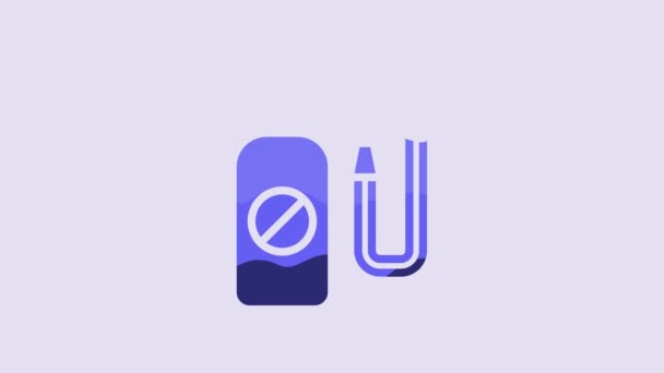 Blue Pressure Sprayer Extermination Insects Icon Isolated Purple Background Pest — Video Stock