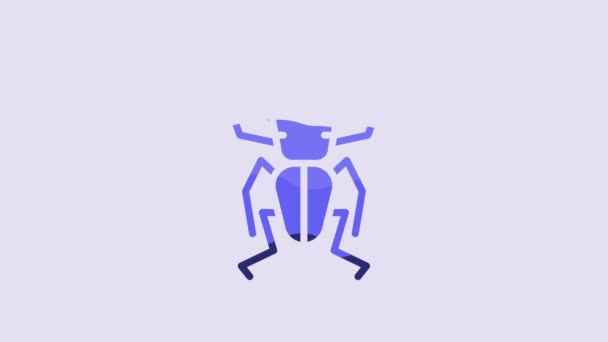 Μπλε Beetle Ελάφι Εικόνα Απομονώνονται Μωβ Φόντο Κερασφόρο Σκαθάρι Μεγάλο — Αρχείο Βίντεο