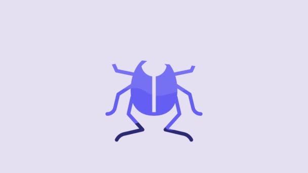 Mavi Böcek Simgesi Mor Arkaplanda Izole Edildi Video Hareketli Grafik — Stok video