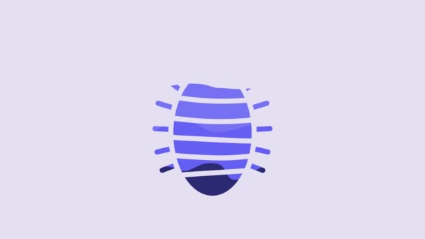 Синий Значок Насекомого Личинки Выделен Фиолетовом Фоне Видеографическая Анимация — стоковое видео