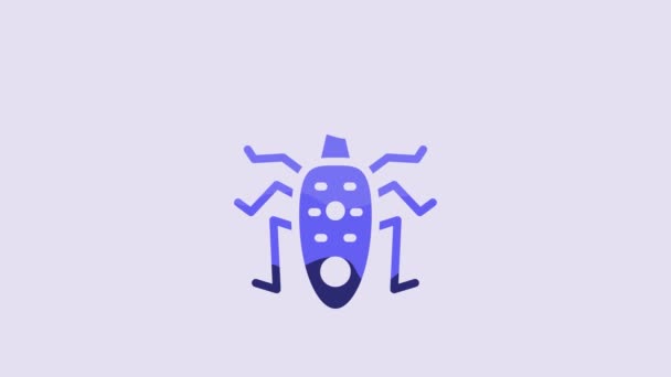 Mavi Böcek Geyiği Simgesi Mor Arka Planda Izole Edilmiş Boynuzlu — Stok video