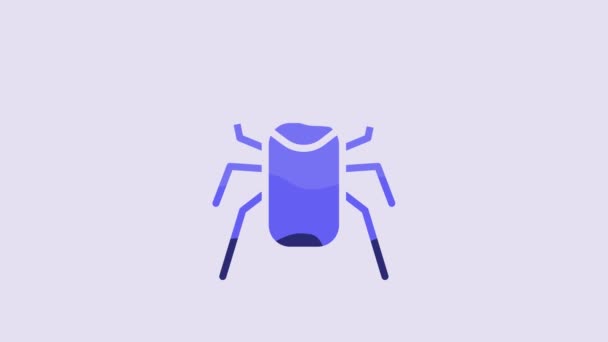 Ícone Bug Besouro Azul Isolado Fundo Roxo Animação Gráfica Movimento — Vídeo de Stock