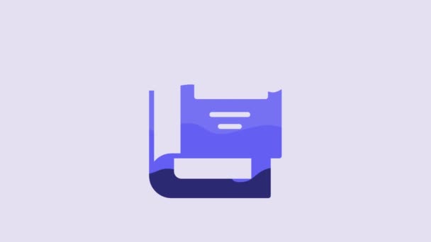 Blue History Book Icon Isolated Purple Background Video Motion Graphic — Stock Video