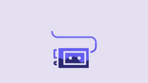 Icono Audio Guía Del Museo Azul Aislado Sobre Fondo Púrpura — Vídeo de stock