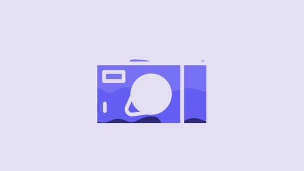 Blue Photo Camera Icon Isolated Purple Background Foto Camera Icon — ストック動画