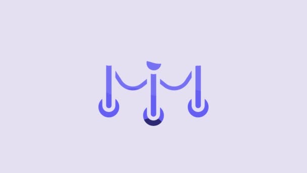 Icono Barrera Cuerda Azul Aislado Sobre Fondo Púrpura Evento Vip — Vídeos de Stock