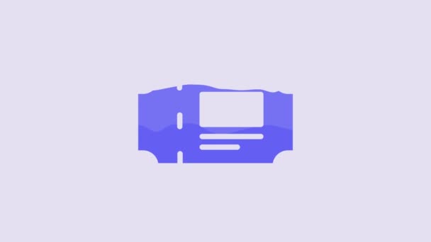 Blue Museum Ticket Icon Isolated Purple Background History Museum Ticket — Stockvideo