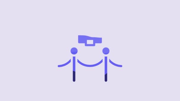 Синяя Рамка Значок Барьера Выделены Фиолетовом Фоне Защита Экспонатов Интерьер — стоковое видео