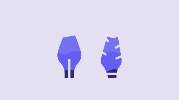 Icono Flecha Edad Piedra Azul Aislado Sobre Fondo Púrpura Arma — Vídeos de Stock