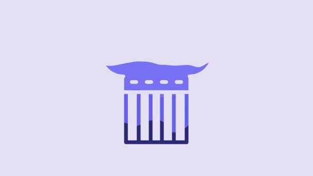 Blue Ancient Column Icon Isolated Purple Background Video Motion Graphic — Stok video