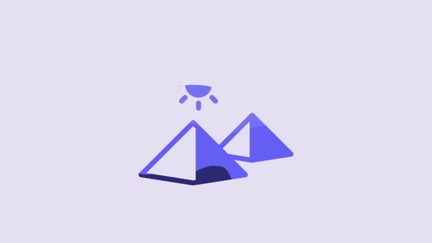Blue Egypt Pyramids Icon Isolated Purple Background Symbol Ancient Egypt — Vídeo de Stock