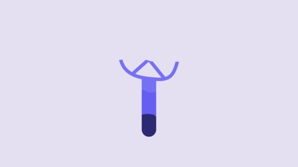 Синий Каменный Век Икона Молота Изолированы Фиолетовом Фоне Видеографическая Анимация — стоковое видео