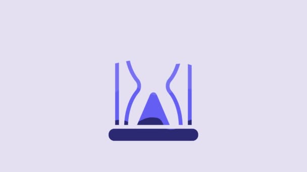 Синий Старинный Горшок Струящейся Иконой Песка Фиолетовом Фоне Песок Часах — стоковое видео
