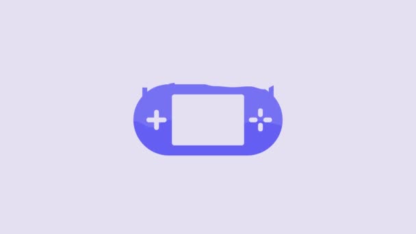 Blue Portable Video Game Console Icon Isolated Purple Background Gamepad — Vídeo de stock