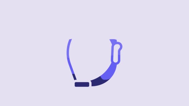 蓝色弓形玩具图标隔离在紫色背景 4K视频运动图形动画 — 图库视频影像