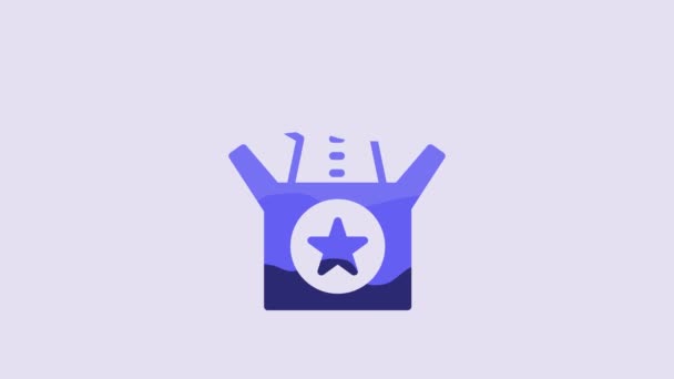 Blue Jack Caja Icono Juguete Aislado Sobre Fondo Púrpura Bufón — Vídeo de stock
