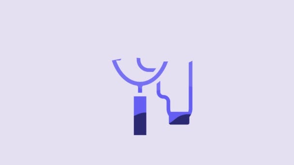 Ікона Blue Slingshot Ізольована Фіолетовому Фоні Відеографічна Анімація — стокове відео