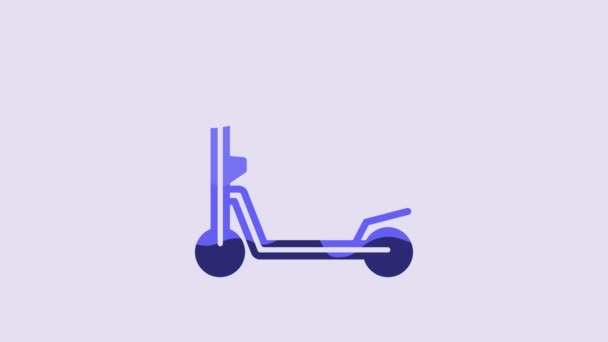 Blue Roller Scooter Children Icon Isolated Purple Background Kick Scooter — Stock Video