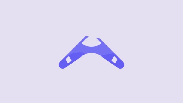 Blue Boomerang Icon Isolated Purple Background Video Motion Graphic Animation — Vídeo de stock
