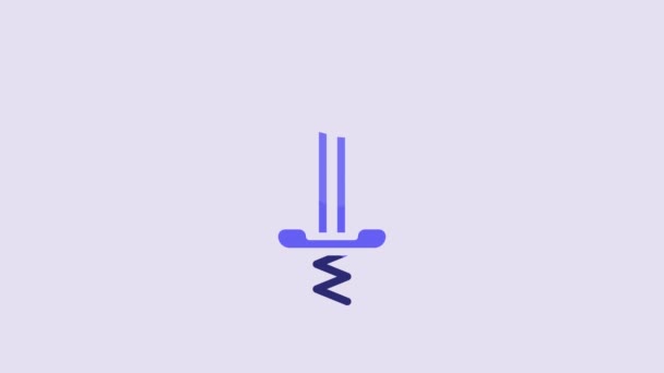 Синяя Палка Пого Прыгает Игрушечная Иконка Изолирована Фиолетовом Фоне Видеографическая — стоковое видео