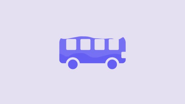 Blue Bus Toy Icon Isolated Purple Background Video Motion Graphic — Video Stock