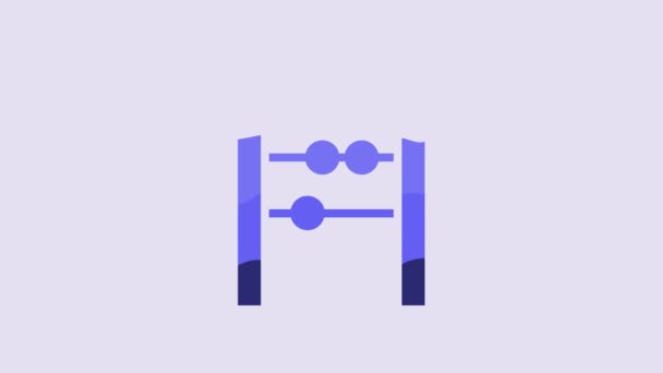 Синий Значок Абакус Выделен Фиолетовом Фоне Традиционная Система Отсчета Знак — стоковое видео