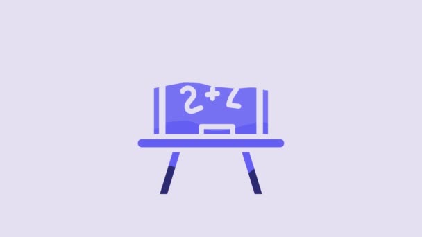 Ікона Blue Chalkboard Ізольована Фіолетовому Фоні Шкільний Знак Blackboard Відеографічна — стокове відео
