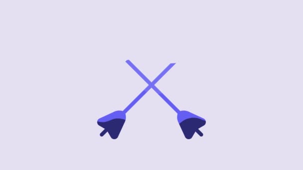 Blue Arrow Sucker Tip Icon Isolated Purple Background Video Motion — Stockvideo