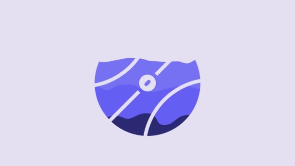 Ікона Синього Баскетболу Ізольована Фіолетовому Фоні Символ Спорту Відеографічна Анімація — стокове відео