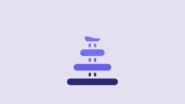 Blue Pyramid Toy Icon Isolated Purple Background Video Motion Graphic — Wideo stockowe