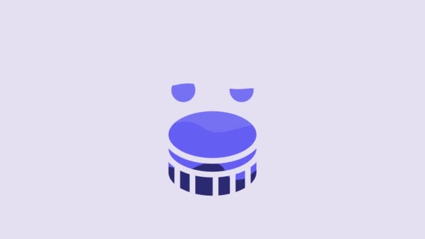 Blue Drum Drum Sticks Icon Isolated Purple Background Music Sign — Stockvideo