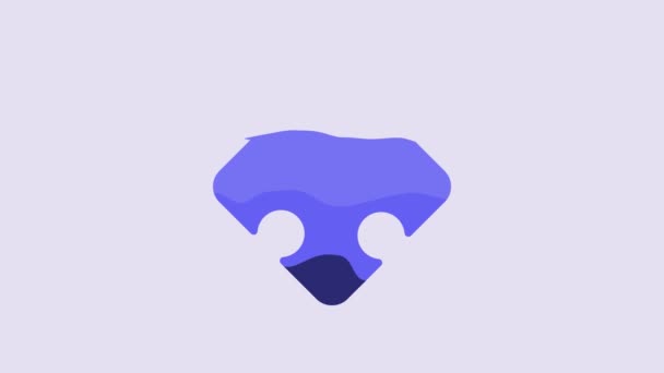 Azul Puzzle Piezas Icono Juguete Aislado Sobre Fondo Púrpura Animación — Vídeo de stock