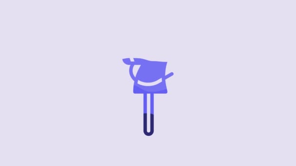 Niebieska Ikona Konia Toy Odizolowana Fioletowym Tle Animacja Graficzna Ruchu — Wideo stockowe