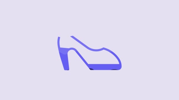 Blue Woman Shoe High Heel Icon Isolated Purple Background Video — Wideo stockowe