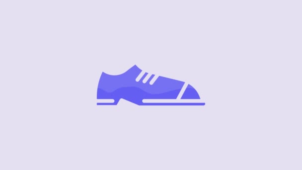 蓝色男鞋图标孤立在紫色背景 4K视频运动图形动画 — 图库视频影像