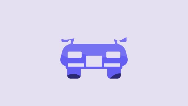 Иконка Синего Автомобиля Выделена Фиолетовом Фоне Видеографическая Анимация — стоковое видео