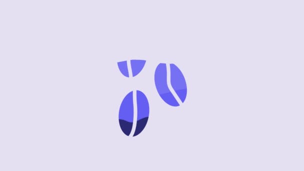 Blue Coffee Beans Icon Isolated Purple Background Video Motion Graphic — Stockvideo