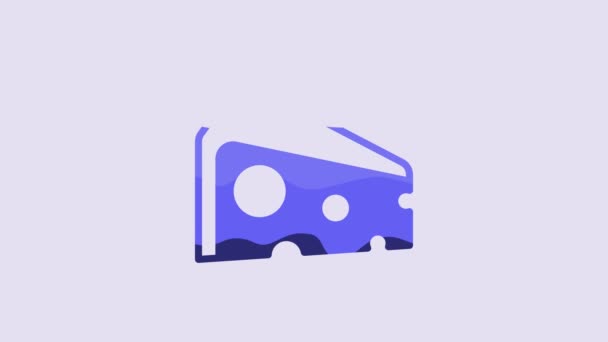 Blue Cheese Icon Isolated Purple Background Video Motion Graphic Animation — Stockvideo