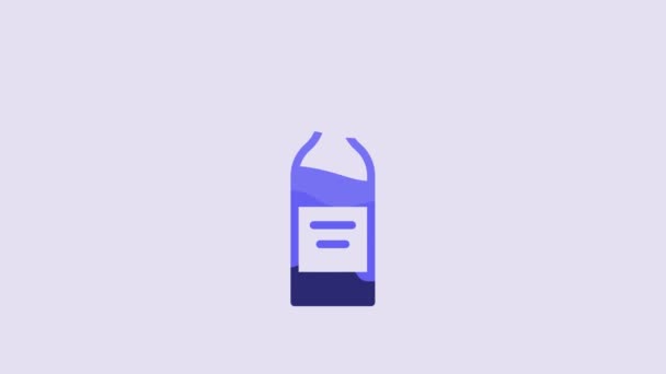 Blue Bottle Wine Icon Isolated Purple Background Video Motion Graphic — 图库视频影像