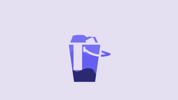 Blue Bottle Wine Ice Bucket Icon Isolated Purple Background Video — Stockvideo