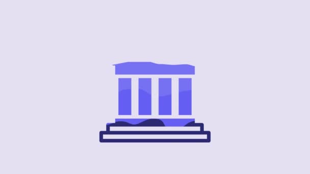 Blue Parthenon Athens Acropolis Greece Icon Isolated Purple Background Greek — Vídeo de Stock