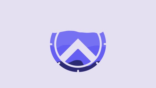 Blaues Griechisches Schild Mit Griechischem Ornament Symbol Auf Violettem Hintergrund — Stockvideo