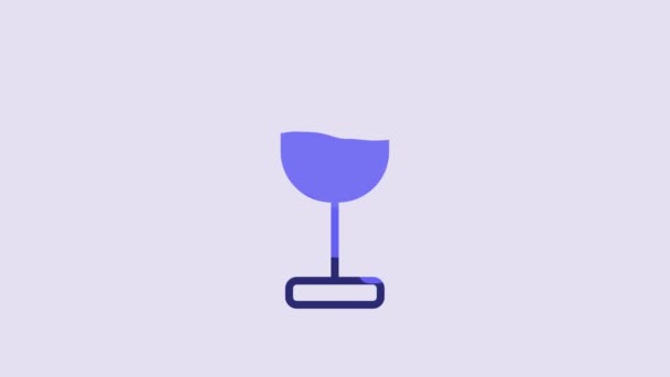 Blue Wine Glass Icon Isolated Purple Background Wineglass Icon Goblet — Videoclip de stoc
