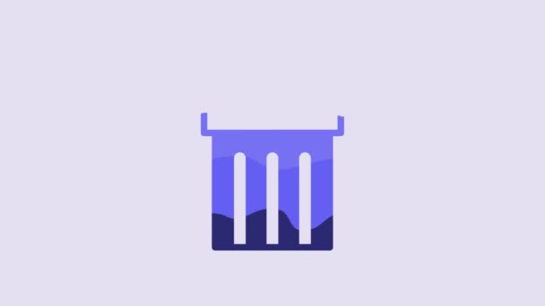 Blue Ancient Column Icon Isolated Purple Background Video Motion Graphic — Wideo stockowe